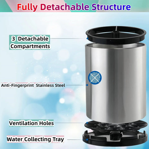 Extra Large 360 Degree Rotating Kitchen Utensil Holder Caddy With Three Compartments Stainless Steel Silverware Organizer