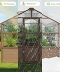 8x14 Ft Wooden Greenhouse For Outdoors With Walk In Design Polycarbonate Panels Lockable Door Roof Vent Heavy Duty Pine Frame