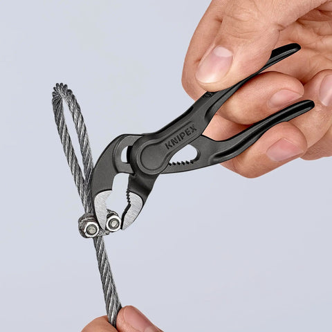 Cobra XS Pipe Wrench And Water Pump Pliers Slim Head For Tight Spaces One Hand Fine Adjustment And Long Lasting Grip 100 mm atramentized cutting wire