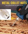 15-Piece Drill Chuck Collet Set For Dremel Rotary Tools 0.02in To 0.13in used on engraved wood with metal collet detail.