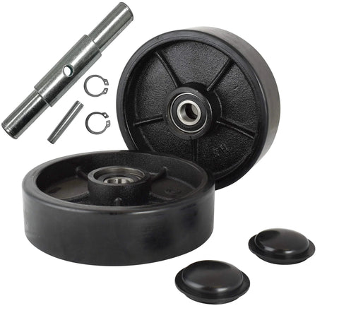 Heavy Duty Pallet Jack Wheel Kit For L2000U L2300U And LHM230 Non Marring Replacement Wheels With Axles And Fasteners Greased And Ready To Roll