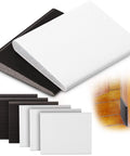 Six Pack Self-Adhesive Door Corner Seals, Gap Filler Seal Strips Weather Stripping Draft Stopper For Door Frames, shown in white and brown.