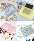 24 Pack Mesh Zipper Pouches For Organization A4 Size Document Bags Waterproof Storage Pouches with various contents