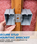 Heavy Duty Adjustable Pvc Outlet Box Four Pack With Secure Mounting Brackets For Switches Gfci And Duplex Receptacles Fire Rated Wall Housing Hard As Nails For Daily Use secured to stud with stable brackets, showing gray casing and setup.