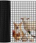 Heavy Duty 1/4 Inch Black Vinyl Chicken Wire Fence Roll, 23 Gauge Rust Fighting Hardware Cloth For Backyards And Barns with pets behind it.