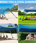 Rock Solid Beach Canopy Tent 10x13 Ft With Ten Sandbags And 22mm Thick Aluminum Poles, UPF50Plus shelter on beach and lawn