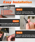 Steps to install Water Heater Chamber Sensor Thermistor Replacement AP19299 for Rheem Ultra Low Nox Tankless Heaters.