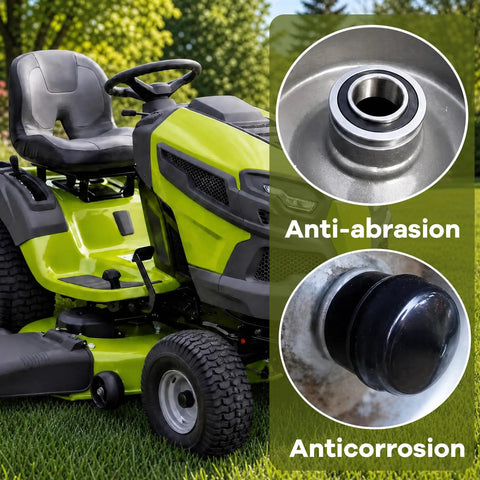Say Bye To Wobbly Front Ends On Your Riding Mower With This Heavy Duty Bushing To Bearing Conversion Kit For Super Smooth Gliding And Trouble Free Yards Ahead - close-up of mower wheel bearing showing anti-abrasion feature.