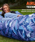 Woman relaxing on Inflatable Couch Air Lounger Chair For Camping And Beach Trips Dope Portable No Pump Required Blow Up Sofa