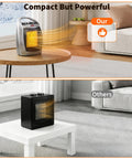 Portable Electric Space Heater With Dual 1500W And 750W Heating, Ceramic Desk Heater And Fan, showcased in a living room setup