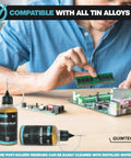 Man using Liquid Solder Flux Dropper 30 Ml 1 Oz No Clean Rosin Mildly Activated Flux For Electronics Soldering RoHS Compliant Lead Free Soldering Flux For Repairs And Assembly on circuit board