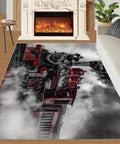 Locomotive Themed 3x4 Rug For Bedroom And Living Room Non Slip Soft Train Engine Area Rug Washable Indoor Carpet For Home Decor Cozy Entryway Mat For Kids And Boys Retro Rail Road Style Gift in a modern living room