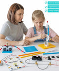 Hands On Electric Circuit Kit For Kids And Students 8 Experiments In 7 Sets With Series And Parallel Circuits Seawater Power Fruit Batteries Beginner Friendly Electrical Science Projects, mother and child building circuit