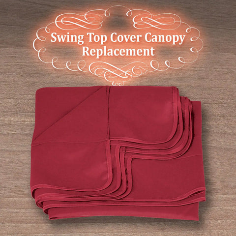 77x43 Swing Canopy Replacement Cover Burgundy Garden Patio Outdoor Top For Porch Swing With Scalloped Edge folded