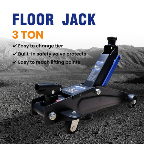 Beefy 3 Ton Low Profile Floor Jack For SUVs And Cars With Wheels Fast Lift Hydraulic Jack Stable Support For Multiple Vehicles Lifting And Tire Changes Five To Seventeen Inch Range Nine To Twenty One Inch Height