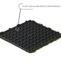 Back view of Interlocking Artificial Grass Tiles For Outdoor Decking And Indoor Decor Soft Synthetic Turf with drainage grid
