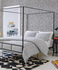 Bedroom with removable peel and stick wallpaper with modern hand drawn spot pattern 20.5x16.5 ft mess free made in USA