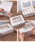 Six Pack Cupcake Boxes With Windows Hold Twelve Cupcakes Bakery Grade Cardboard Containers For Easy Transport And Presentation