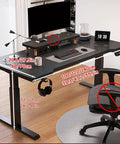 Smooth Lift Height Adjustable Standing Desk Rock Solid Steel Frame With Spacious Wood Top Quiet Sit Stand Workstation with monitor and accessories.
