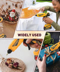 Collage of Cordless 150W Hot Glue Gun Kit With LED Display used in various crafts and projects, demonstrating versatility.