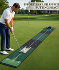 Indoor Golf Putting Mat With Auto Ball Return And Alignment Mirror 8.2 Ft Practice Green set on golf course
