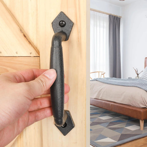 Rustic 8 Inch Heavy Duty Barn Door Pull Handle for DIY Sliding Barn Door Gate Shed Garage Matte Black Round Solid Metal Construction