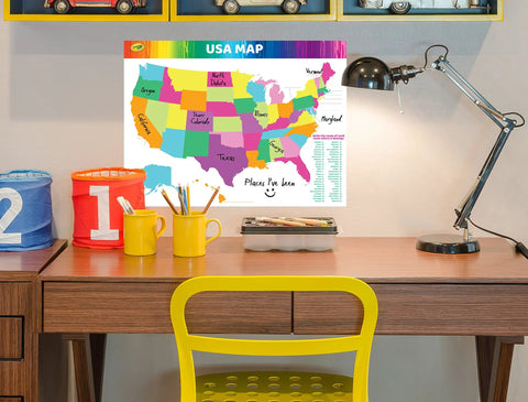 Jumbo Dry Erase USA Map Whiteboard For Home, School Or Office Use, Huge See-From-Across-The-Room Clarity With Easy To Clean Surface