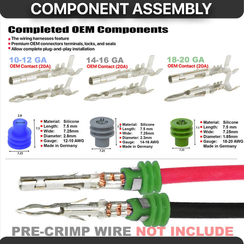 Top Notch 320 Piece Weather-Pack Terminal Kit For 10-20 AWG Wire, Male And Female Quick Disconnect Splice Connectors With Sealer And Removal Tool, Perfect Auto Gear Up And Heavy Duty Electrical Jobs, weather-pack terminal sizes and seals