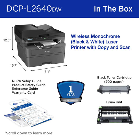 Compact Monochrome 3 In 1 Laser Printer With Copy Scan And Auto Duplex Wireless And Mobile Printing Alexa Compatible No Fuss Small Biz Workhorse For Home Office Use Includes Refresh Trial
