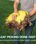 Person using Two Leaf Scoops Set For Yard Cleanup Heavy Duty Plastic With Built In Handles Yall For Grabbing Leaves