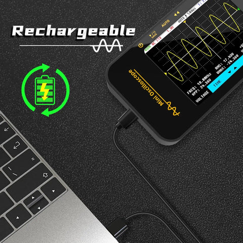 Handheld Digital Oscilloscope With 3.2 Inch TFT Display 10 MHz Bandwidth 48 MSaS Sampling Rate Portable Automotive Scope charging