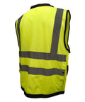 Professional Grade High Visibility Safety Vest Class 2 Reflective Trim Heavy Duty Construction Workwear For Outdoor Crews Safety Green Medium, back view showing mesh design and reflective stripes.