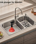 Heavy Duty Mini Sink Plunger With Reinforced Rubber Cup Creates Incredible Suction To Extract Worst Pipe Blockups in kitchen sink.