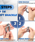 Step-by-step instructions for using the UHMWPE D Ring Anchor Soft Shackle For Heavy Duty Marine Rigging And Recovery, 2X Stronger Than Steel.