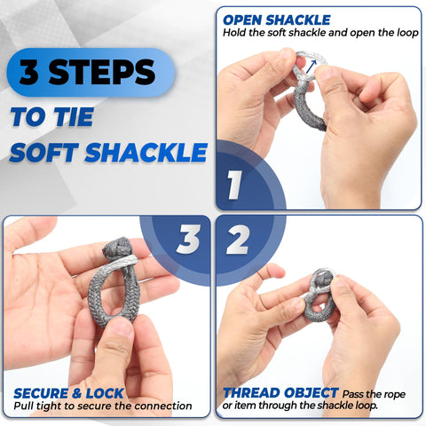 Step-by-step instructions for using the UHMWPE D Ring Anchor Soft Shackle For Heavy Duty Marine Rigging And Recovery, 2X Stronger Than Steel.