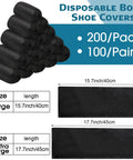 200 Pack Disposable Shoe Covers Non Slip Waterproof Non Woven Fabric Black Booties For Indoor Outdoor Use Extra Large 100 Pairs
