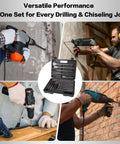 Gickbusus 17-piece SDS Plus rotary hammer drill bit and chisel set in carrying case; carbide-tipped bits for concrete and masonry.