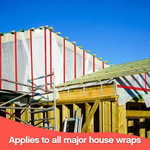 Built Tough Red Construction Seaming Tape Three Inches Wide By Fifty Five Yards Heavy Duty for sealing house wrap on construction site.