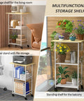Rolling Kitchen Microwave Cart With 3 Tier Stand And Adjustable Shelf On Wheels Go To Storage Rack for various uses in rooms