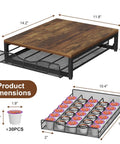 Dimensions of Dope Wooden Coffee Pod Holder With Sliding Drawer, Large Capacity K Cup Storage For Countertop, Perfect For Your Coffee Station At Home Or In The Office Kitchen, Keeps Pods Neatly Stacked And Easy To Grab