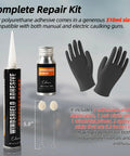 Urethane Windshield Adhesive 310ml Auto Polyurethane Sealant Kit shown with primer, gloves, and applicator sticks for car glass repair