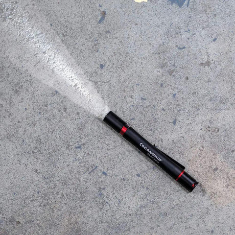 Rechargeable Penlight with 2 color light for color matching and scratch detection in the shop, beam focused on concrete surface