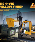Heavy Duty Front Loading Forklift Bucket Half Cubic Yard Capacity 45 Inch Wide Self Dumping Scoop for moving raw yard fill into dumpster.