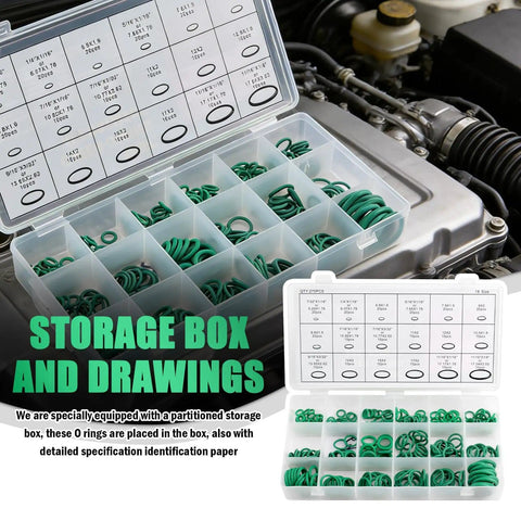 270 Piece AC O Ring Kit With 18 Sizes And Oil Resistant Rubber O Rings For Car AC Compressor Sealing in open box