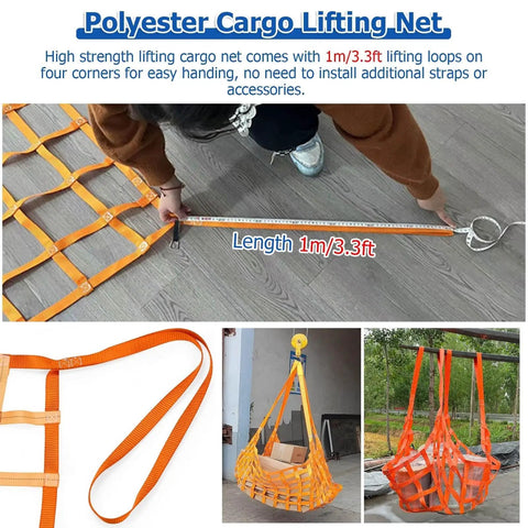 Beefy Heavy Duty Cargo Lifting Net For Ports And Construction Sites, Polyester Bungee Style Cargo Netting in use, 1m/3.3ft length