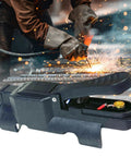 Touch Button TIG Torch Control with Anti Slip Grip and Quick Release On Off Clip showing precise positioning during welding.