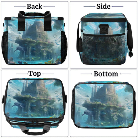 Insulated Picnic Backpack With Built In Lunch Box For Outdoors And Travel showing different angles and undersea design