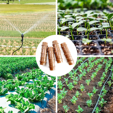 25 Pack Drip Irrigation Barbed Couplings Fittings For 1/2 Inch Tubing No Fuss Install Hose Line Connectors in a garden setup