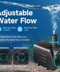 Whisper Quiet Submersible Pump For Aquariums Ponds And Hydroponics With Adjustable Flow 220 GPH 15W High Lift 5.25 Ft power