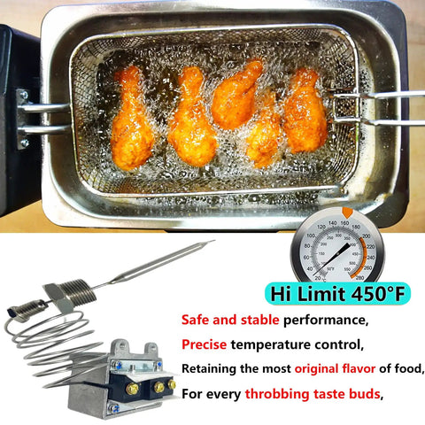 Upgraded 1177 High Limit Fryer Thermostat Switch Three Eighths Inch MPT 450 F Replacement OEM Part with frying basket image